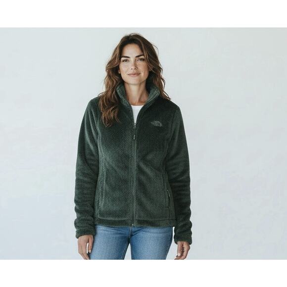 North Face Osito Soft Fleece Full Zip Jacket Dark Hunter Green Women's Size M - Picture 1 of 5